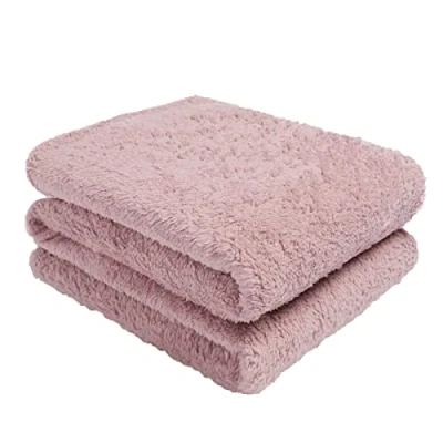 Image of Brentfords Teddy Fleece Throw, Blush Pink, Double, 150 x 200 cm