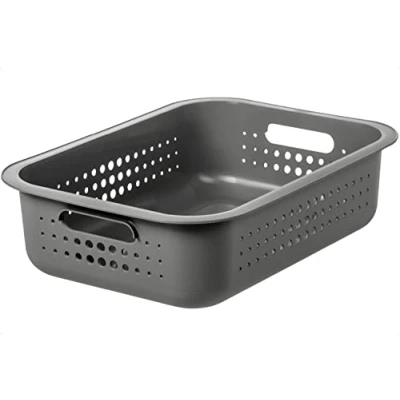 Image of SmartStore 6L Recycled Plastic Storage basket with handles Taupe Sustainable, Stackable and Nestable 10 Year Guarantee BPA Free Small L37 x W28 H10 cm