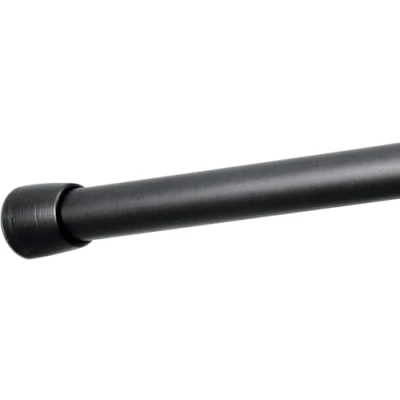 Image of iDesign 78574 Shower Curtain Rail, Medium Length Metal Tension Rod with No Drilling Required, Telescopic Pole for Bathroom and Shower, Matte Black, 109 191 cm