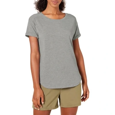 Image of Amazon Essentials Women&#039;s Studio Relaxed Fit Lightweight Crew Neck T Shirt (Available in Plus Size), Medium Grey Heather, XXL