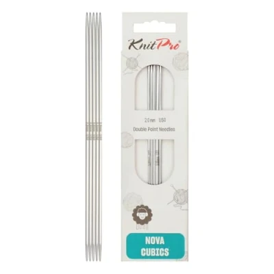 Image of KnitPro 20 cm x 2 mm Nova Cubics Double Pointed Needles, Shiny Brass
