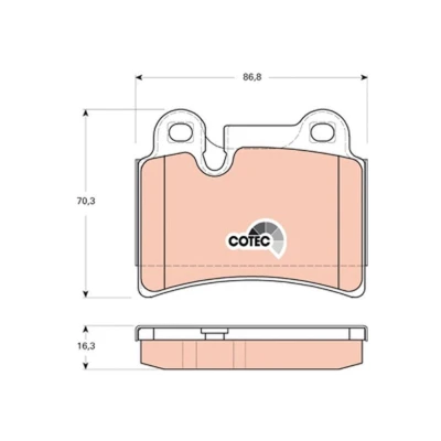 Image of 7L6698451B Brake pad set TRW COTEC GDB1722 prepared for wear indicator VOLKSWAGEN: Touareg I