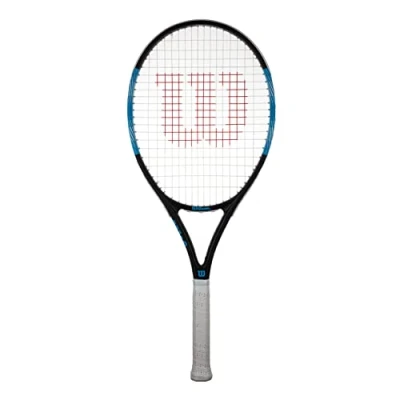 Image of wilson Ultra Elite 105 Adults Tennis Racket (Available in Grip Sizes 1 to 4) (Grip 2 (4 1/4&#039;&#039;)), Black, Blue, White