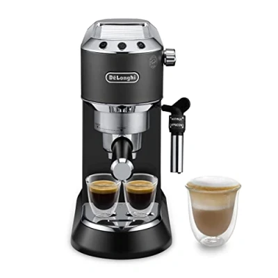 Image of De&#039;Longhi Dedica Style, Traditional Pump Espresso Machine, Coffee and Cappuccino Maker, EC685BK, Black