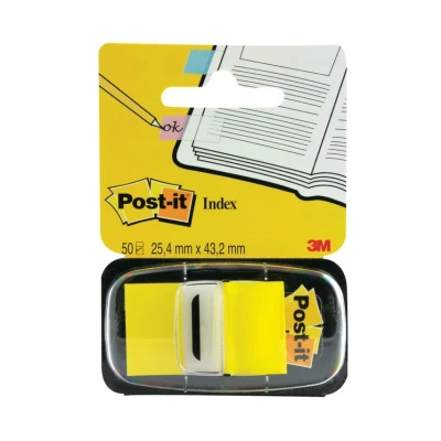 Image of Post it Index Medium In a Plastic Dispenser, Yellow, 50 Flags/Dispenser, 1 Dispenser/Pack