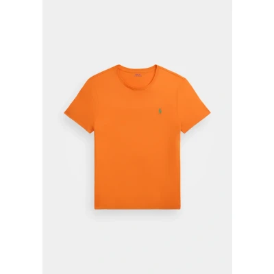 Image of Polo Ralph Lauren Custom SLIM FIT Jersey Crewneck Tshirt Basic Tshirt, Men&#039;s, Size: Medium, Kona orange