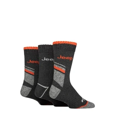 Image of Mens 3 Pair Jeep Workwear Boot Socks Charcoal / Orange 6 11