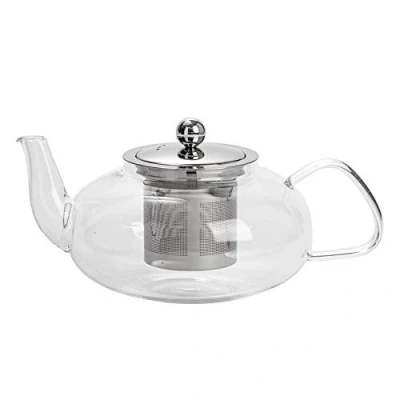 Image of 800ml Clear Glass Teapot with Stainless Steel Infuser By Argon Tableware