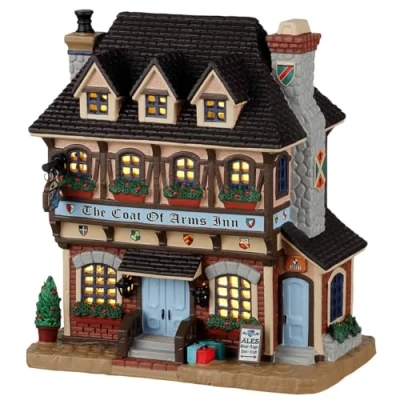 Image of Lemax Christmas Village The Coat Of Arms Inn Battery Operated Led 25899