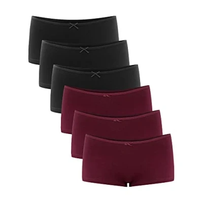 Image of Libella® Underwear Shorts Women Knickers Ladies Boxers Cotton 6 Pack 3901 Black Red S