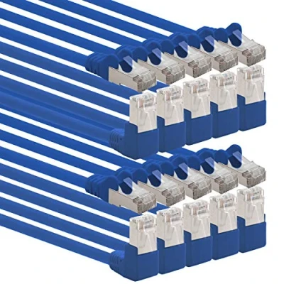 Image of 1aTTack.de Cat6 Network Cable Angle 90 Degree Patch (SFTP PIMF) 1000Mbit/s RJ 45 Connector Compatible with Cat5 Cat5e Cat6a Cat7 Cat7a Cat8 0,5m