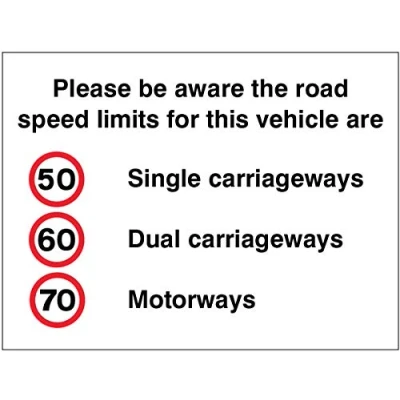 Image of vehicle Marking Signs Please be aware the road speed limits for this are 50,60,70mph Self Adhesive Vinyl