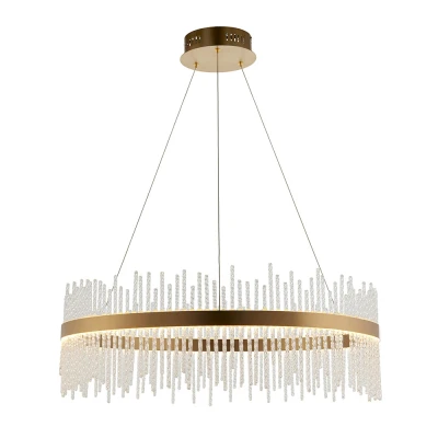 Image of Trapani Pendant Ceiling Light Brushed Gold Plated Finish &amp; Clear Glass