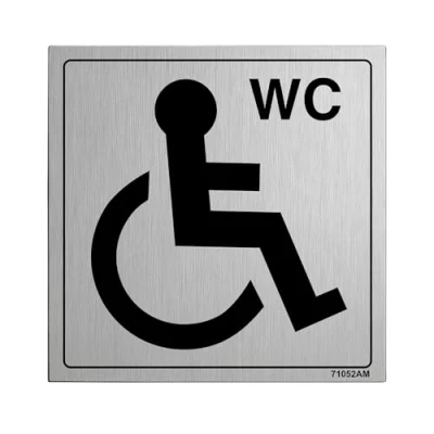 Image of V Safety General Door Disabled WC Sign 150mm x Self Adhesive Alu Effect