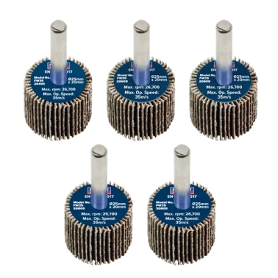 Image of Sealey Abrasive Flap Wheel Ø25 x 20mm Ø6mm Shaft Assorted Grit Pack of 5