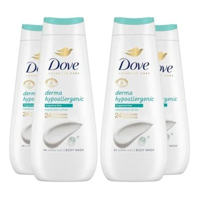 Image of Dove Advanced Care Sulphate Free Body Wash for Women Made with Skin Natural Nourishers and Micromoisture Provides 24 Hours Renewing Lotion Soft Softer Skin, 400ml Pack of 4