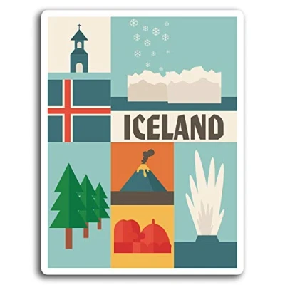 Image of 2 x 10cm Fun Iceland Travel Map Vinyl Stickers Sticker Laptop Luggage #19469 (10cm Tall)