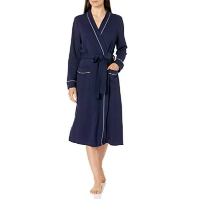 Image of Amazon Essentials Women&#039;s Lightweight Waffle Mid Length Robe (Available in Plus Size), Navy, S