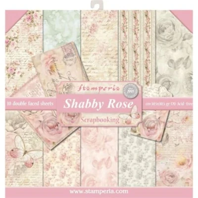 Image of Stamperia International KFT Double Sided Paper Pad Shabby Rose, Multicoloured, 30.5 x (12&quot; 12&quot;)