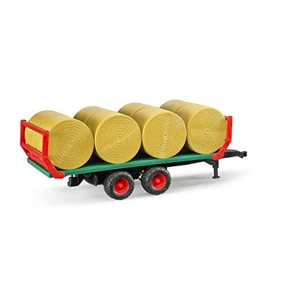 Image of Bruder Bale transport trailer with 8 round bales 1:16 Toys