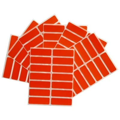 Image of Pack of 98 Orange 12x38mm Rectangular Labels Adhesive Stickers