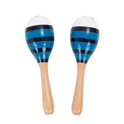 Image of Percussion Plus PP3112 Wooden Maracas, Blue Stripes