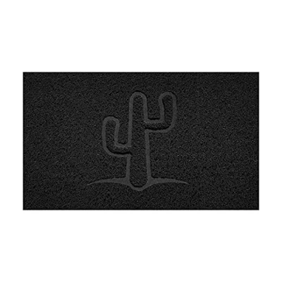 Image of Nicoman Embossed Spaghetti Door Mat Dirt Trapper Jet Washable Doormat 70x43cm (Black, CACTUS Shape) Use Outdoor ONLY