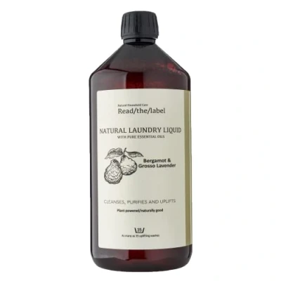 Image of Read The Label Bergamot &amp; Grosso Lavender Natural Laundry Liquid with Pure Essential Oils Cleanses, Purifies, and Uplifts Natural, Plant Powered Up to 35 Washes 1000ML