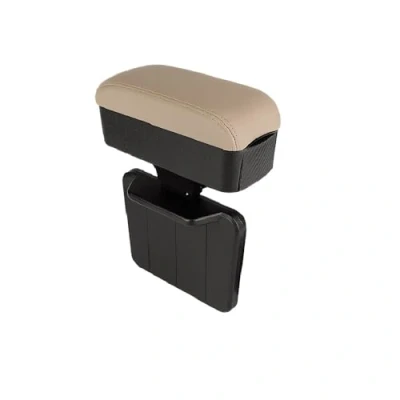 Image of Qirc Car Armrest Box Protector Center Console Extender Elbow and Forearm Wrist Support Adjustable Height Comfort Pad Universal (Beige with cup holders)