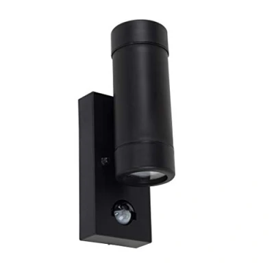 Image of MiniSun Modern Black IP44 Rated Outdoor Garden Up/Down Wall Light with PIR Motion Sensor