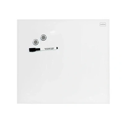 Image of Nobo Glass Whiteboard, Magnetic, 300 x mm Square Tile Design, Includes Glassboard Marker, Magnets and Fitting Kit, White, 1903956