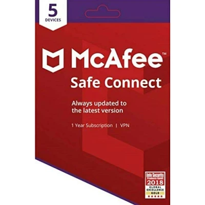 Image of McAfee Safe Connect Premium VPN PC &amp; Mobile Security 5 Devices 1 Year