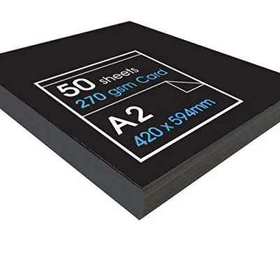 Image of Protecatfile &#039;High&#039; Black Card Ideal for Presentation Display and Mounting 270gsm A2 50 Sheets