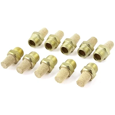 Image of sourcingmap 10 Pcs 1/4PT Thread Pneumatic Air Exhaust Silencer Muffler Gold Tone