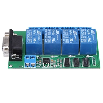 Image of Hilitand CE039_12V 4 channel DB9 Relay Module for Motor Control, Power Distribution and Industrial Applications
