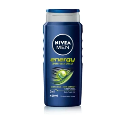 Image of NIVEA Men Shower Gel Energy (6 x 400ml), Energizing Body Wash with Mint Extract, All in 1 for Men, Strong Fresh Masculine Scent
