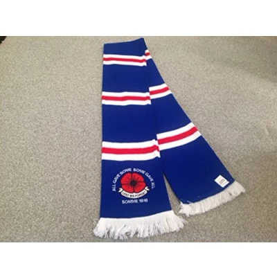 Image of RANGERS F C POPPY BAR SCARF. IBROX..LEST WE FORGET. Free post