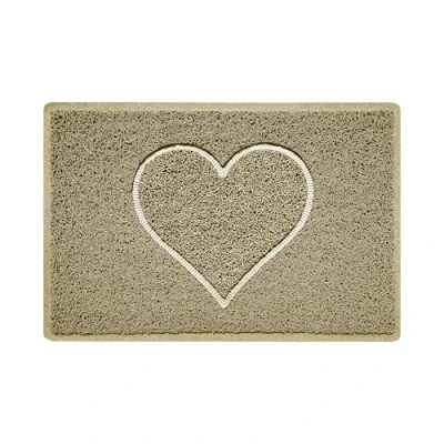 Image of Nicoman Heart Embossed Shape Entrance Door Mat Dirt Trapper Jet Washable Doormat Indoor or Outdoor (Small, Beige, 60 x 40cm)