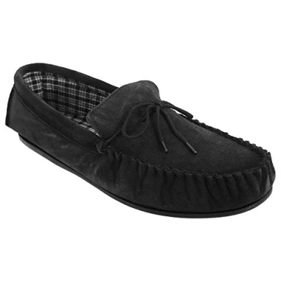 Image of Mokkers Mens Bruce Real Suede Moccasin Slippers (9 UK) (Black)