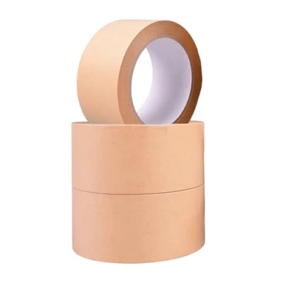 Image of 1ABOVE 3pk Brown Kraft Paper Packing Tape, 48mm x 50m, 140 micron Strong Recyclable Tape for Moving, Parcel Packaging and Multi use