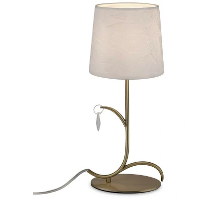 Image of Andrea Table Lamp 45cm, Antique Brass, White Shades, Crystal Droplets