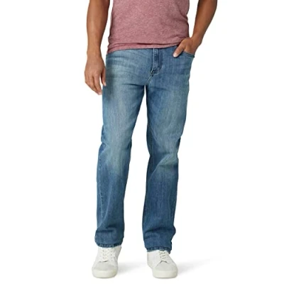 Image of Wrangler Men&#039;s Free to Stretch Regular Fit Jean, Steel Blue, 36W x 32L