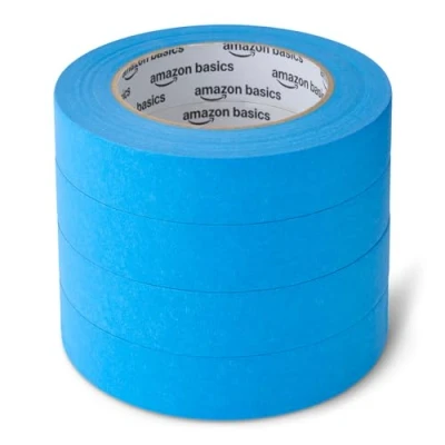 Image of Amazon Basics Painters Tape, 2.3 cm x 55 m, Pack of 4 Rolls, Blue
