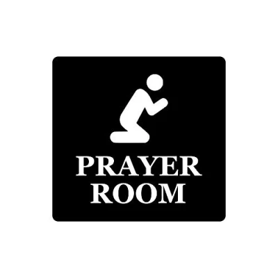 Image of Prayer Room Adhesive Door Sign, Gold/Silver/Copper or Black &amp; White (Black White)
