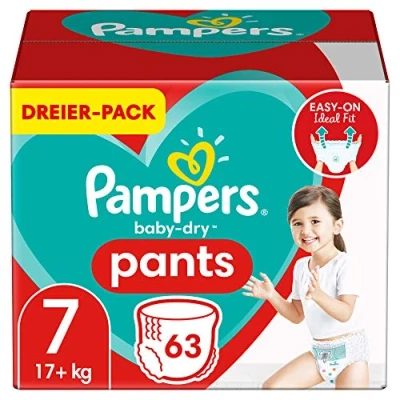 Image of Pampers Size 7 (17kg) Baby Dry Diapers, 63 Nappies, Easy On and Off, Reliable Drying