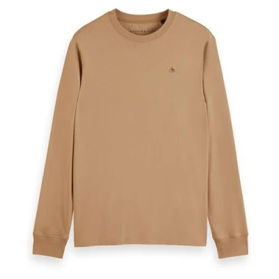 Image of Scotch &amp; Soda Men&#039;s Regular Fit Essential Logo T Shirt Ls, Desert Sand 3549, M