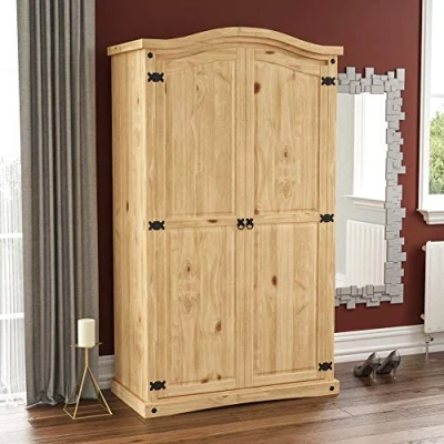 Image of Vida Designs Corona Wardrobe, 2 Door, Solid Pine Wood