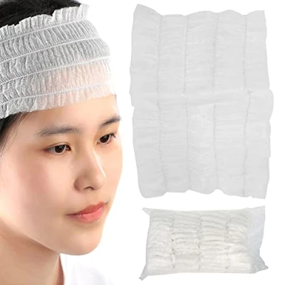 Image of 100pcs Disposable Elastic Hair Wraps Non Woven Headbands Spa Salon Makeup Sauna Facial Skin Care Bands for Beauty Accessories Hospital Medical