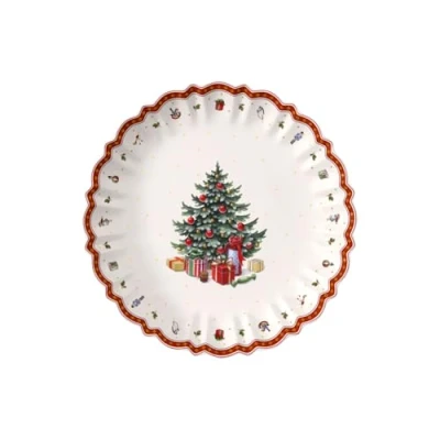 Image of Villeroy &amp; Boch Toy&#039;s Delight Premium Porcelain Round Serving Bowl, White/Red