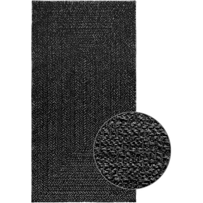 Image of vidaXL Rug ZIZUR Anthracite 80x150 cm Jute Look Indoor and Outdoor
